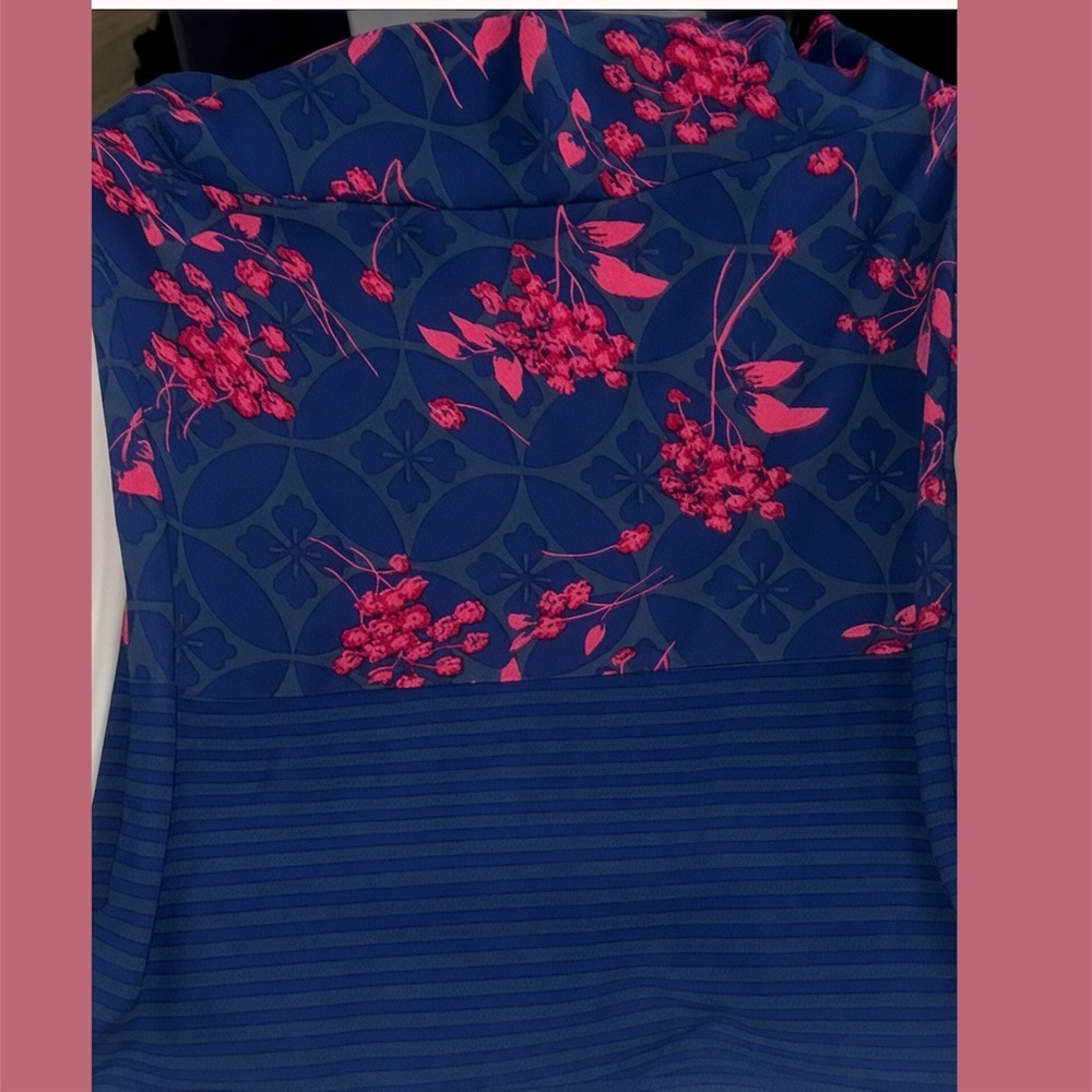 LuLaRoe NWT Floral Blue and Pink Women's Midi Skirt - Picture 5 of 6